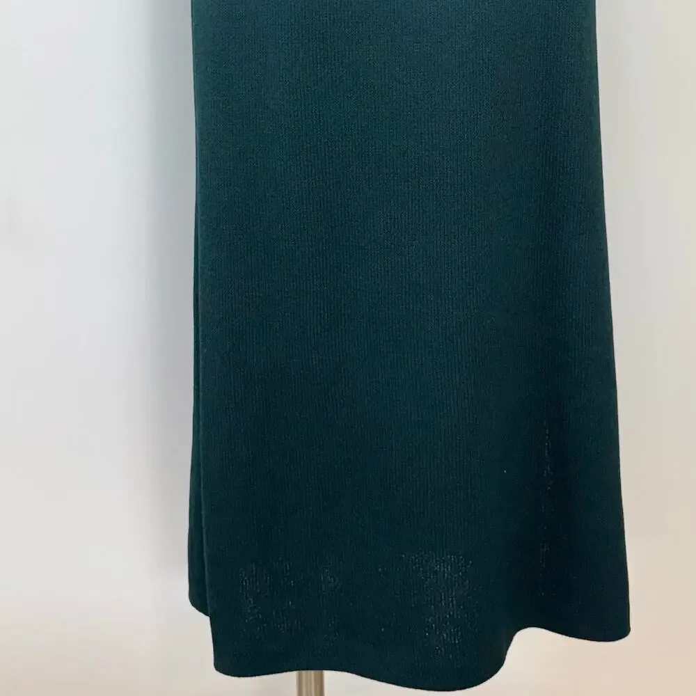 St. John Knit Maxi Skirt Side Slit Santana Wool Blend Dark Teal Green Size: M